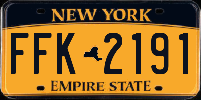 NY license plate FFK2191