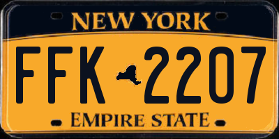 NY license plate FFK2207