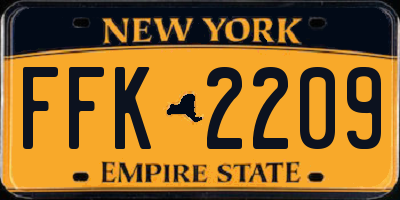 NY license plate FFK2209
