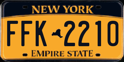 NY license plate FFK2210