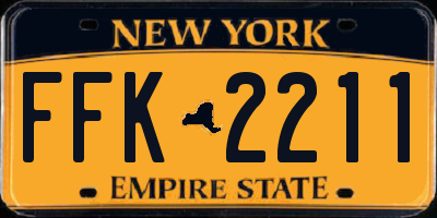 NY license plate FFK2211