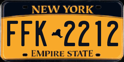 NY license plate FFK2212
