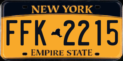 NY license plate FFK2215