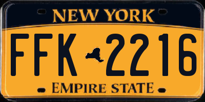 NY license plate FFK2216