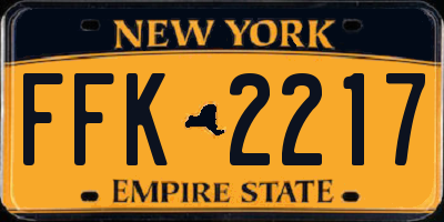 NY license plate FFK2217