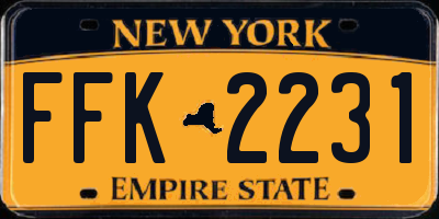 NY license plate FFK2231