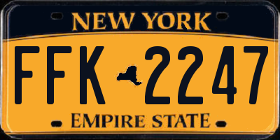 NY license plate FFK2247