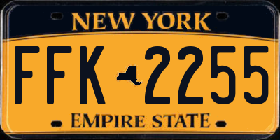NY license plate FFK2255