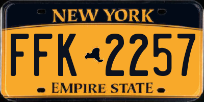 NY license plate FFK2257
