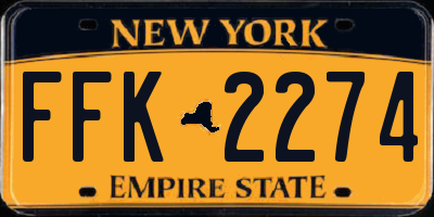 NY license plate FFK2274