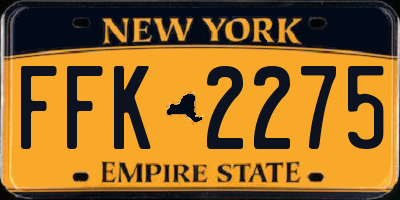 NY license plate FFK2275