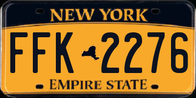 NY license plate FFK2276