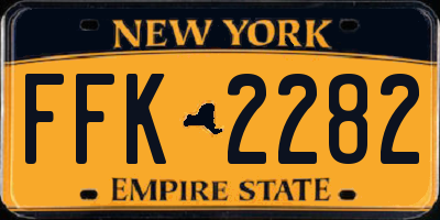 NY license plate FFK2282