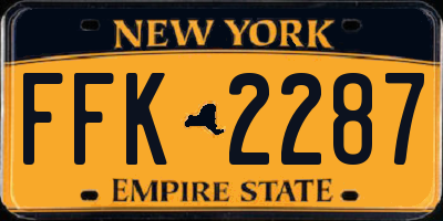 NY license plate FFK2287
