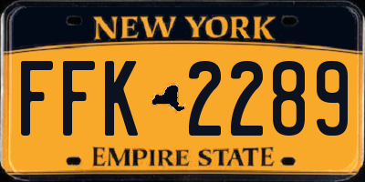NY license plate FFK2289