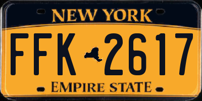 NY license plate FFK2617