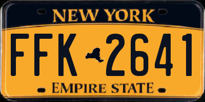 NY license plate FFK2641