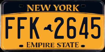 NY license plate FFK2645