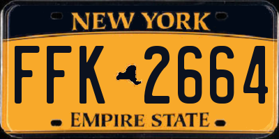 NY license plate FFK2664