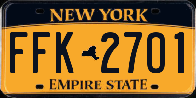 NY license plate FFK2701