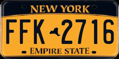 NY license plate FFK2716