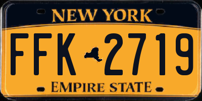 NY license plate FFK2719