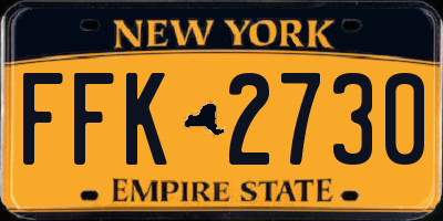 NY license plate FFK2730