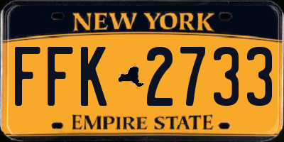 NY license plate FFK2733