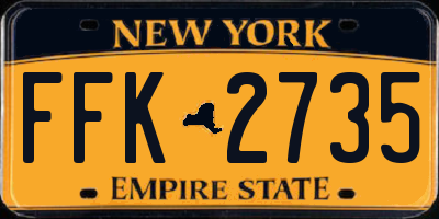 NY license plate FFK2735