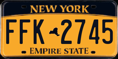NY license plate FFK2745