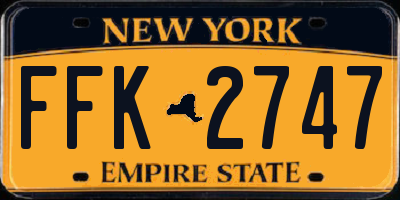 NY license plate FFK2747