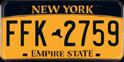 NY license plate FFK2759