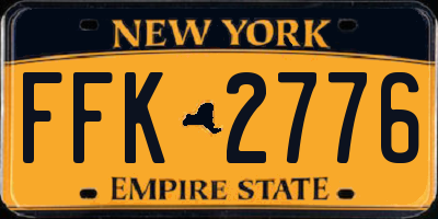 NY license plate FFK2776