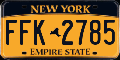 NY license plate FFK2785