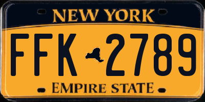 NY license plate FFK2789