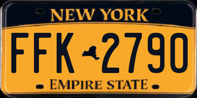 NY license plate FFK2790