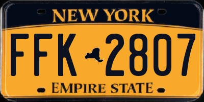 NY license plate FFK2807