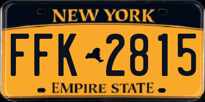 NY license plate FFK2815