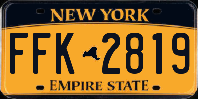 NY license plate FFK2819