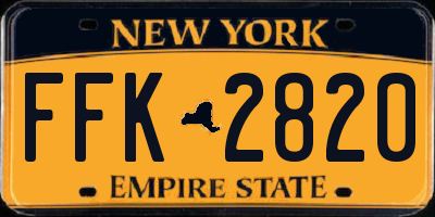 NY license plate FFK2820