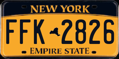 NY license plate FFK2826