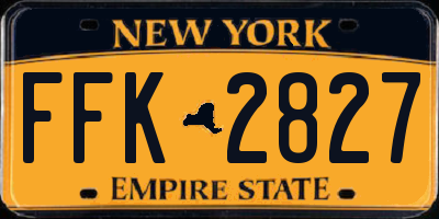 NY license plate FFK2827