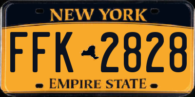 NY license plate FFK2828