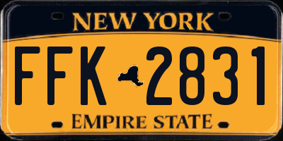NY license plate FFK2831