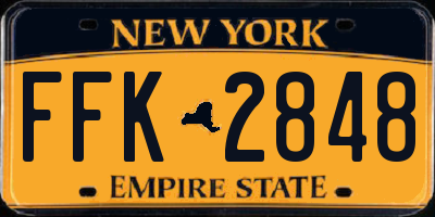 NY license plate FFK2848