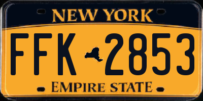 NY license plate FFK2853