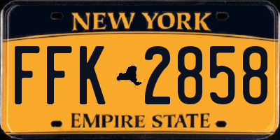 NY license plate FFK2858
