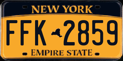 NY license plate FFK2859