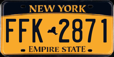 NY license plate FFK2871
