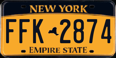 NY license plate FFK2874